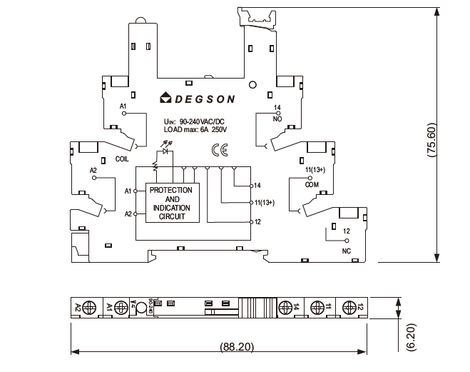 картинка Базовый модуль (колодка) 1CO 220/240 VAC # DPSF05B-E1-00A(H) от торгового дома «ТЕХНОКОМ+»